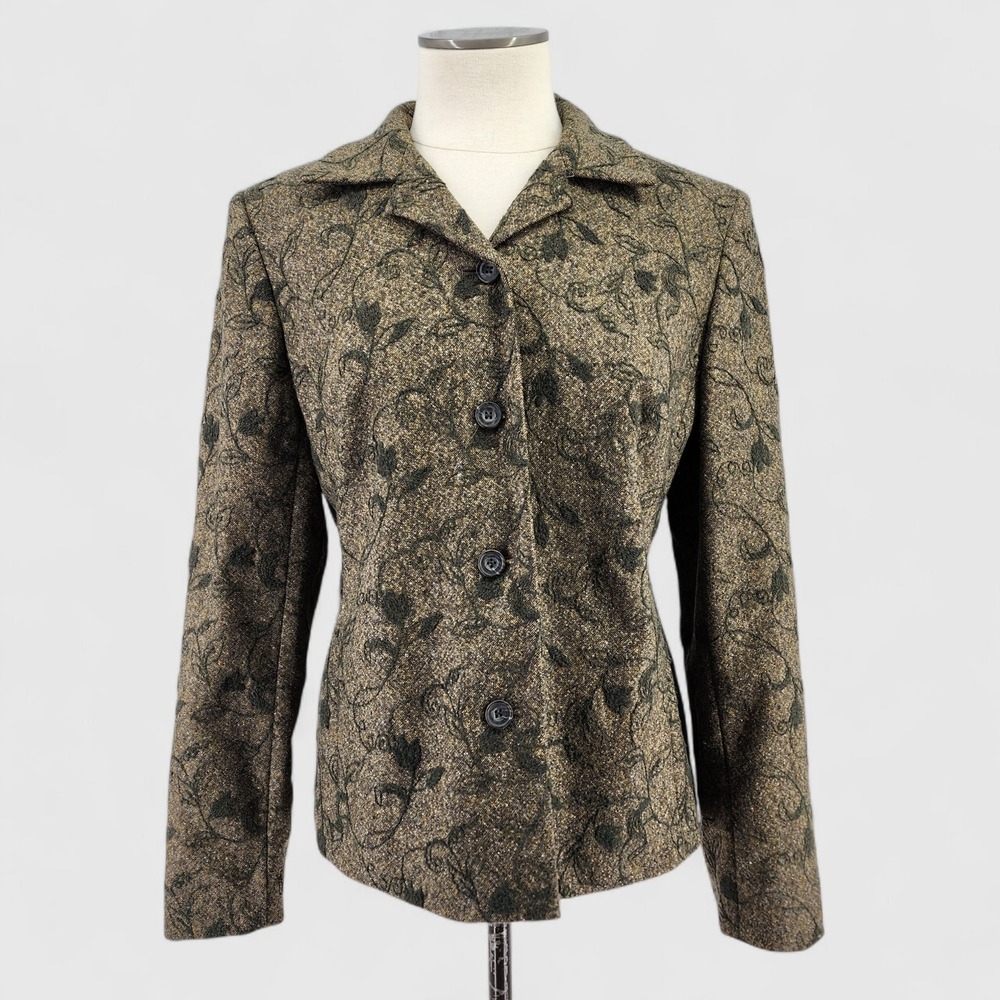 Vintage Talbots Silk Wool Blazer Jacket 10 Forest Fairy Earthy Professional Work
